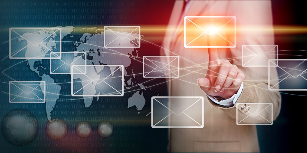 hand touching email with finger