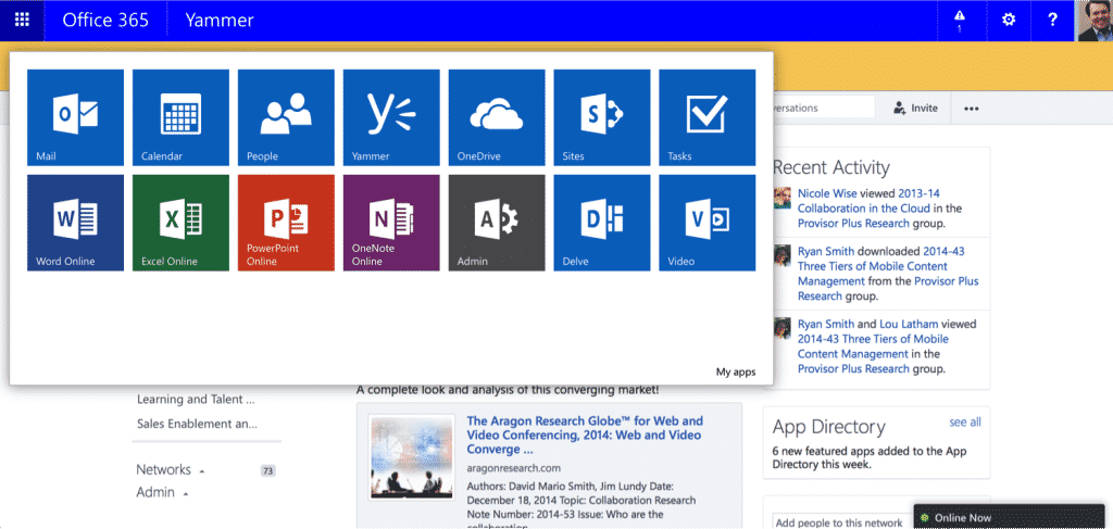 Office365 Navigation 1024x487 - Office 365 Groups vs. Yammer: Is Microsoft Pulling the Plug on Yammer?