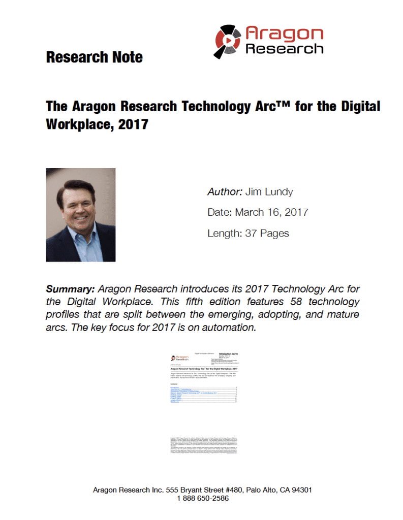 Aragon Research Technology Arc™ for the Digital Workplace, 2017