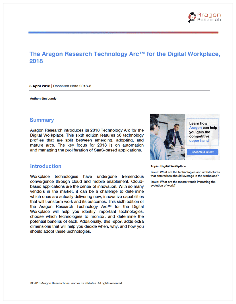 2018 tech arc - Aragon Research Technology Arcs 2018, Part I