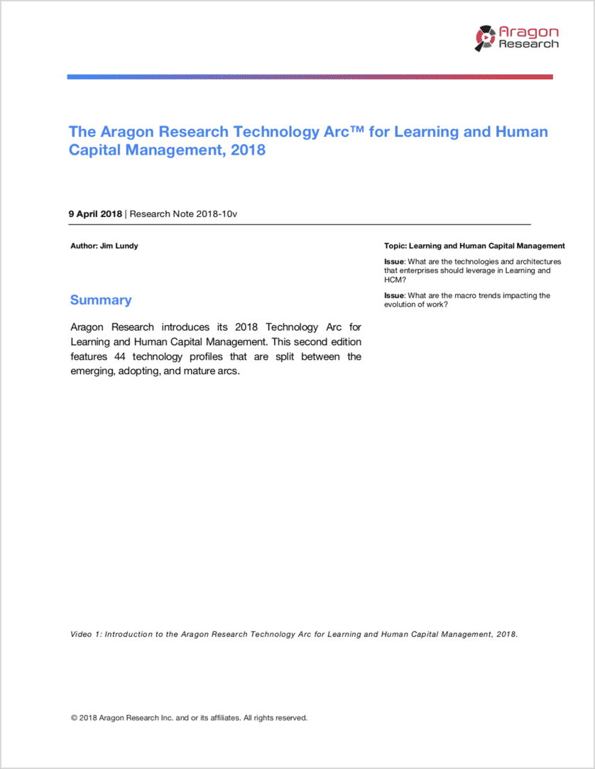 learning hcm tech arc 2018 - Aragon Research Technology Arcs 2018, Part I