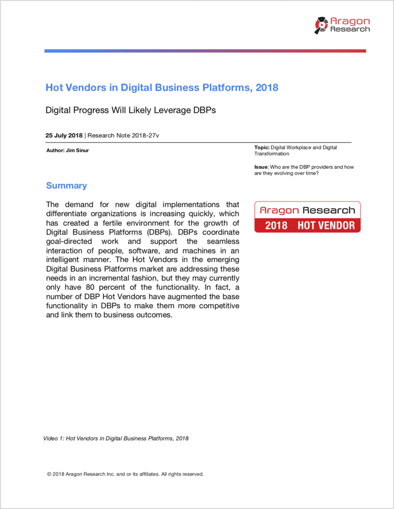 Hot Vendors in Digital Business Platforms, 2018