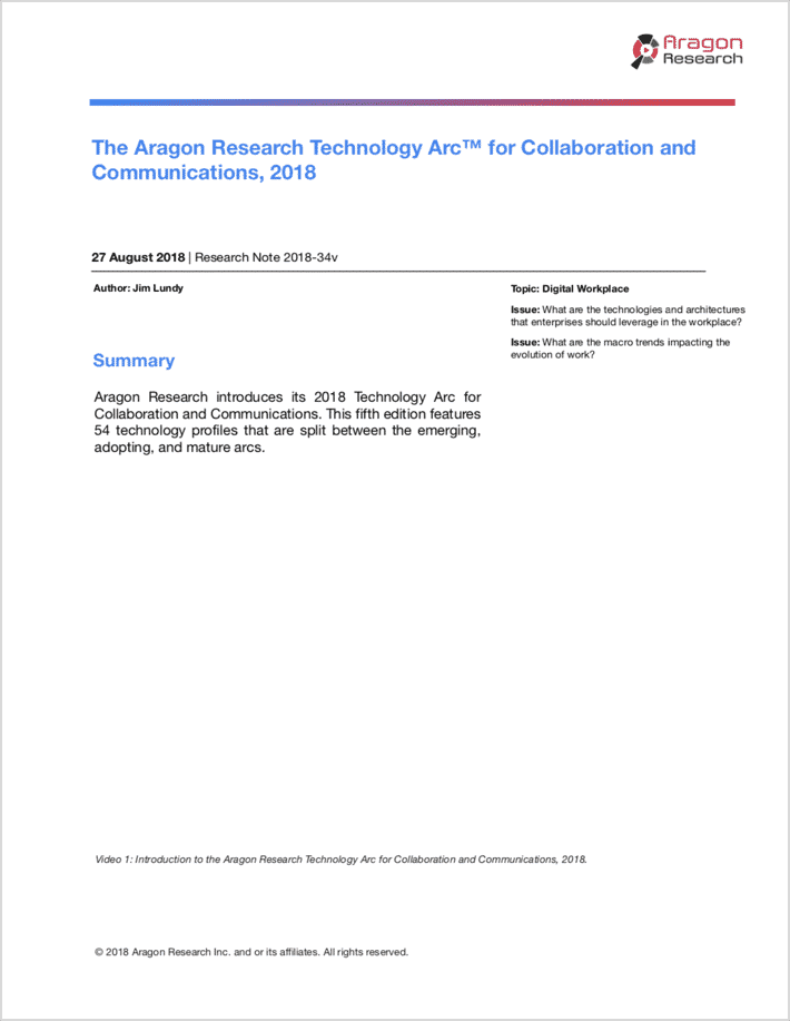 The Aragon Research Technology Arc™ for Collaboration and Communications, 2018