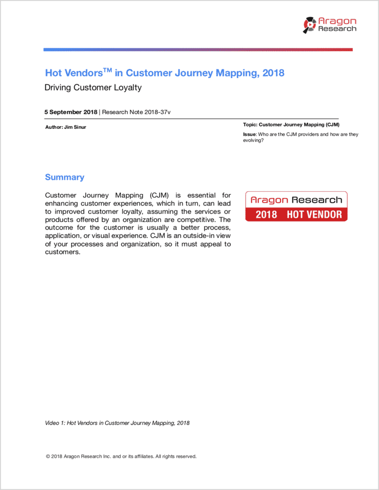 Hot Vendors in Customer Journey Mapping, 2018