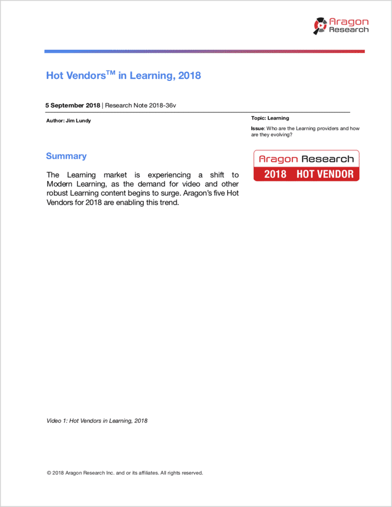Hot Vendors in Learning, 2018