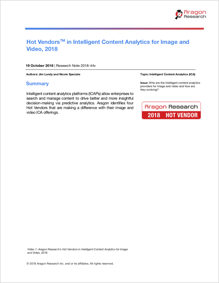 Hot Vendors in Intelligent Content Analytics for Image and Video, 2018