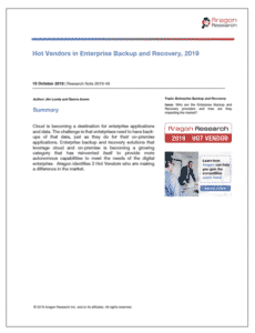 Hot Vendors in Enterprise Backup and Recovery 230x300 - Special Report: Aragon Research Hot Vendors™ for 2019 (Part V)