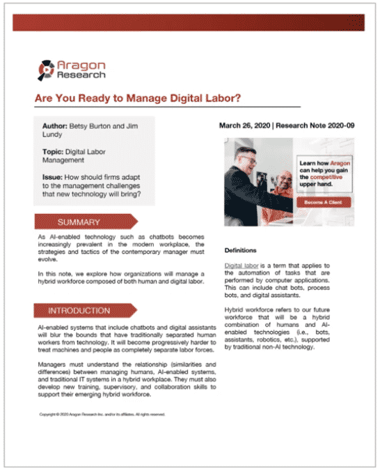 Manage Digital Labor - Special Report: Adapting Your HR Methods to Manage a Digital Workforce