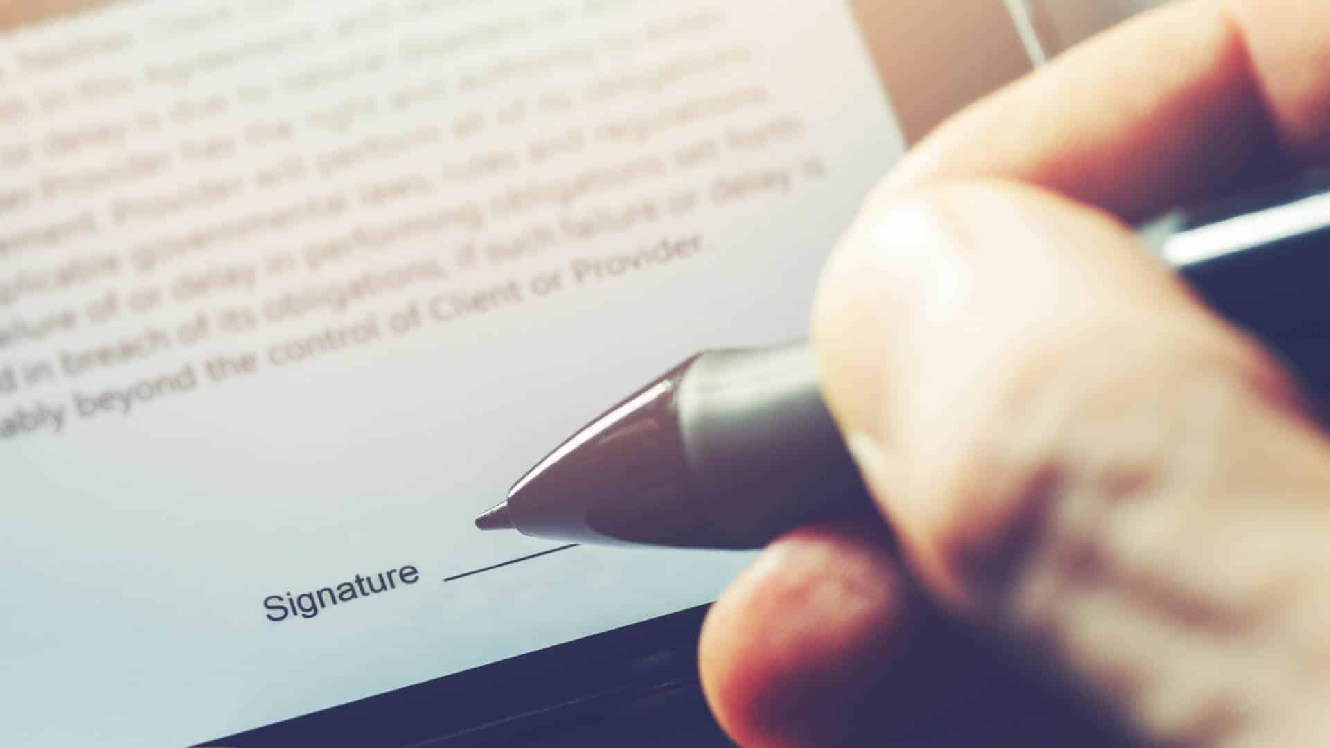 person uses docusign to sign legal document