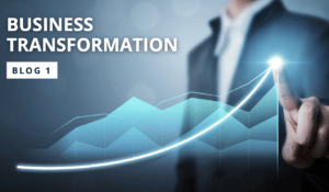 Growth line chart and title: Business Transformation Blog 1