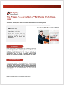 Latest Research: The Aragon Research Globe™ For Digital Work Hubs, 2022