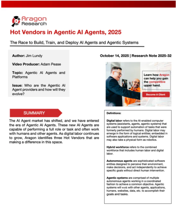 Special Report: Aragon Research Hot Vendors for 2025 Part II 2 CoverAgenticAIAgents