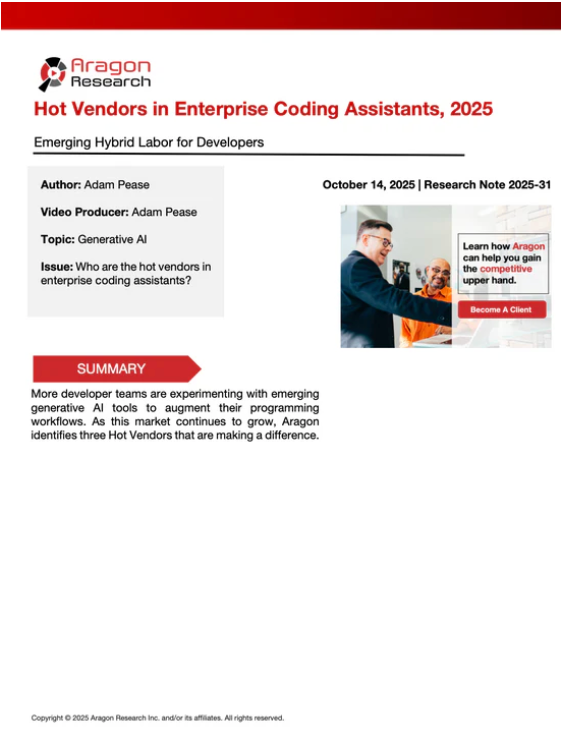 Special Report: Aragon Research Hot Vendors for 2025 Part II 4 Enterprise Coding Agents